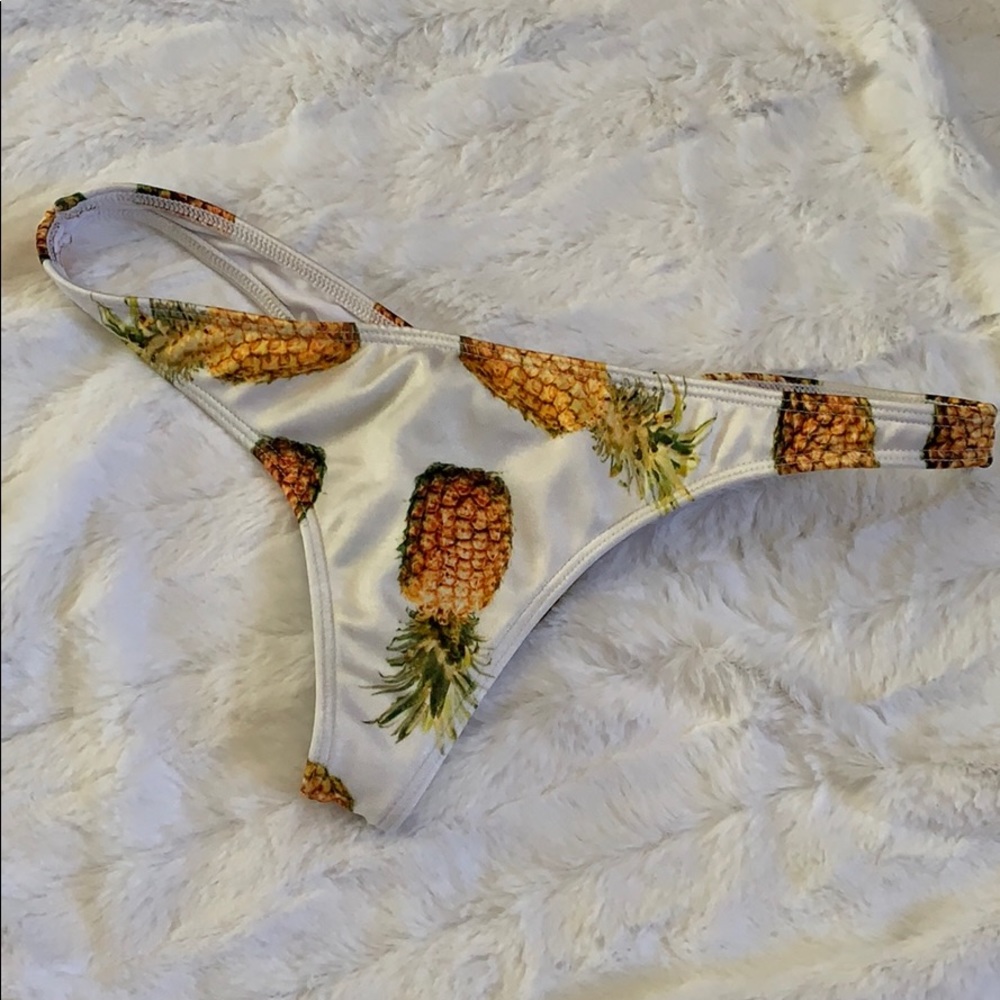Kainani Pineapple Print White Bikini Bottom